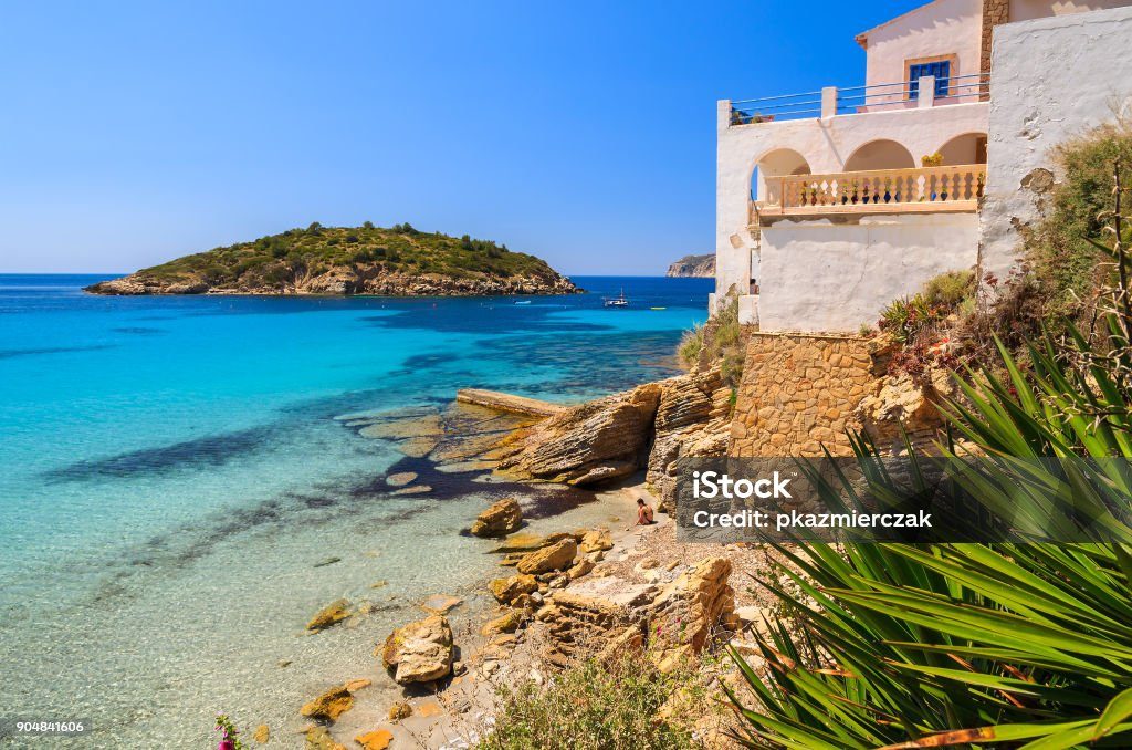 View of beautiful beach in Camp de Mar, Majorca island, Spain